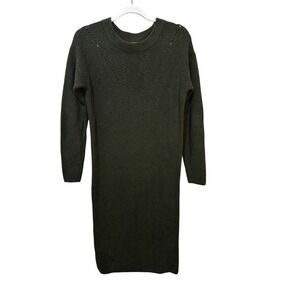 Banana Republic Womens Olive Green Ribbed Pointelle Knit Sweater Dress‎ Size M